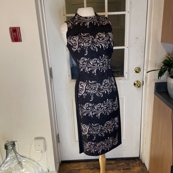 H&M Sleeveless Black Pencil Size 10 Body Con Dress y2k Pattern - Picture 9 of 15